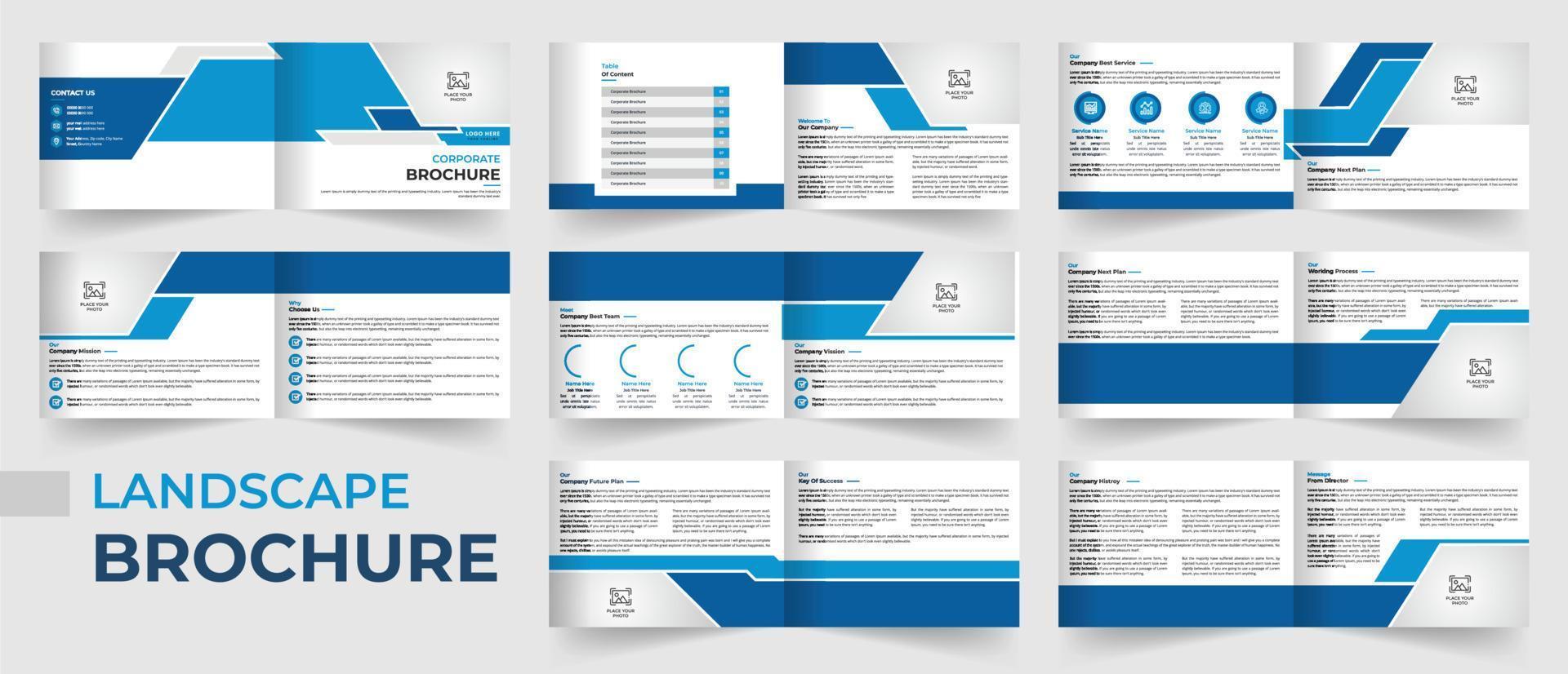 Design de brochura corporativa de perfil de empresa de paisagem de 16 páginas vetor