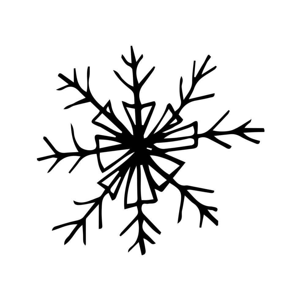 doodle mão desenhada vector floco de neve ilustração. clip-art isolado no fundo branco. ilustração de alta qualidade para decoração, decoração de natal, impressão, cartões postais.