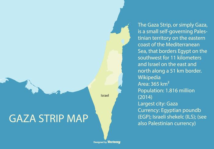 Mapa da Palestina sobre a Faixa de Gaza vetor