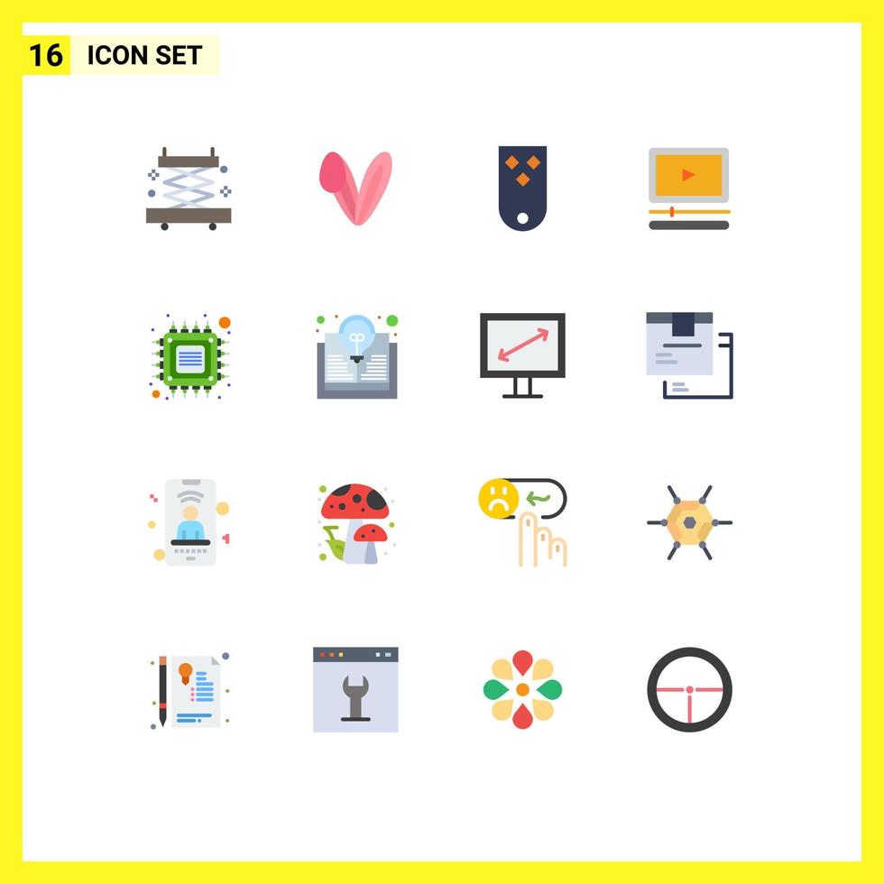 16 ícones criativos sinais modernos e símbolos de insígnias de computador pacote editável de áudio e vídeo de elementos de design de vetores criativos