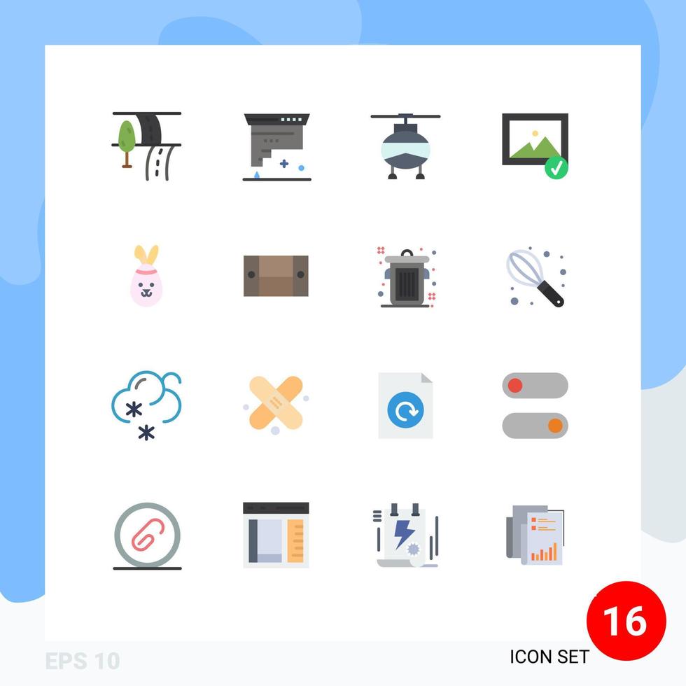 conjunto de 16 sinais de símbolos de ícones de interface do usuário modernos para helicóptero de coelhinho robbit pacote editável de imagem selecionada de elementos de design de vetores criativos