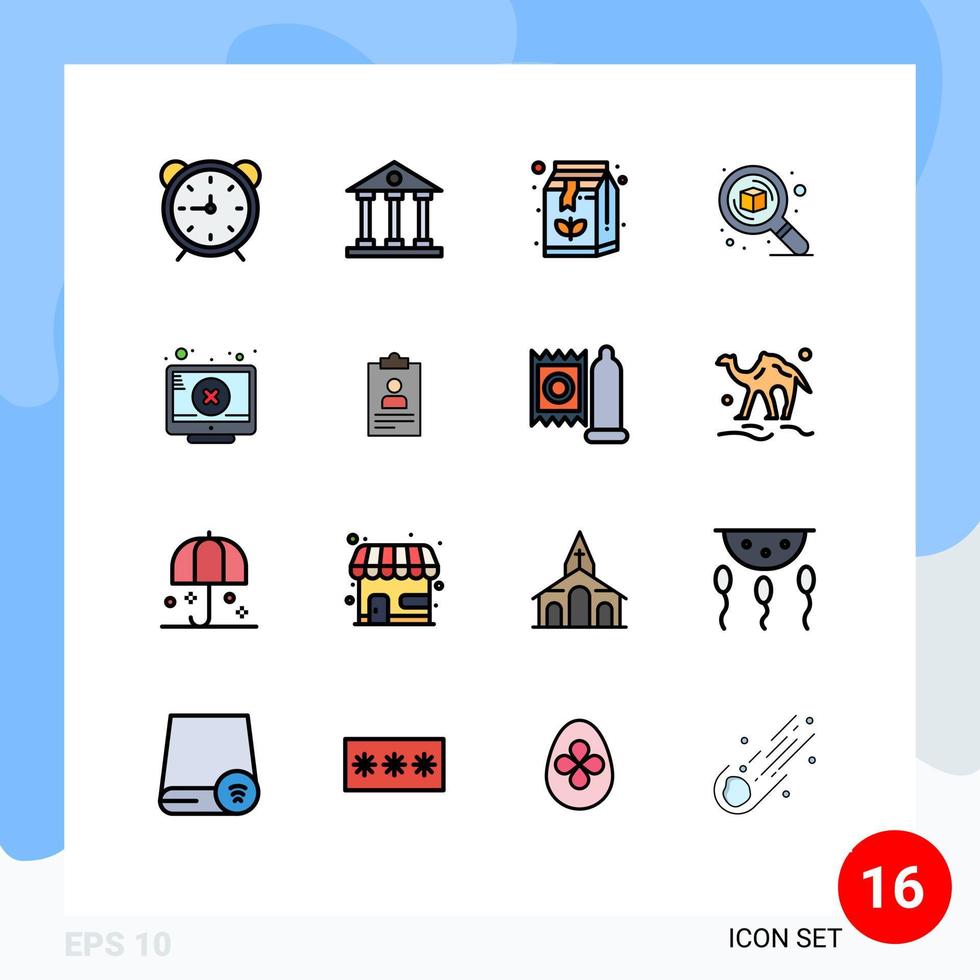 conjunto de 16 sinais de símbolos de ícones de interface do usuário modernos para pensar detalhes finanças e design de negócios café elementos de design de vetores criativos editáveis