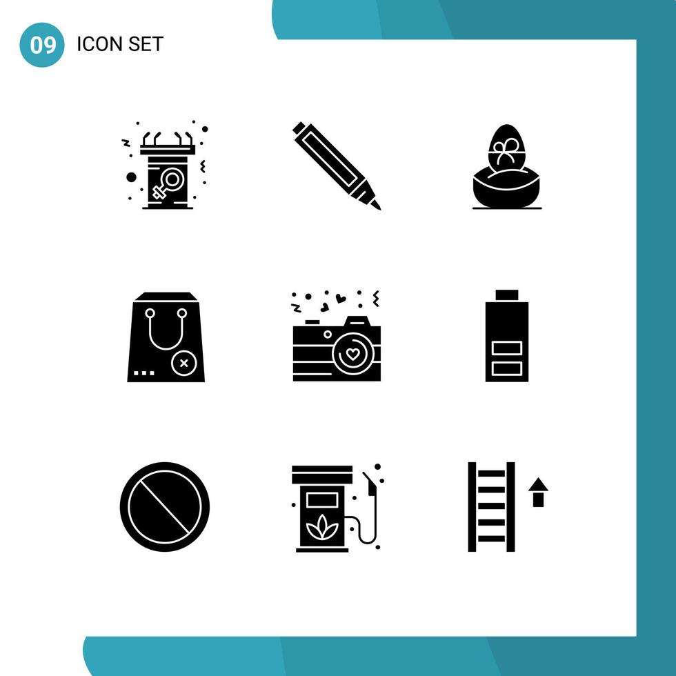 9 ícones criativos sinais modernos e símbolos de pacote de presente de comércio perto de alimentos editáveis elementos de design vetorial vetor