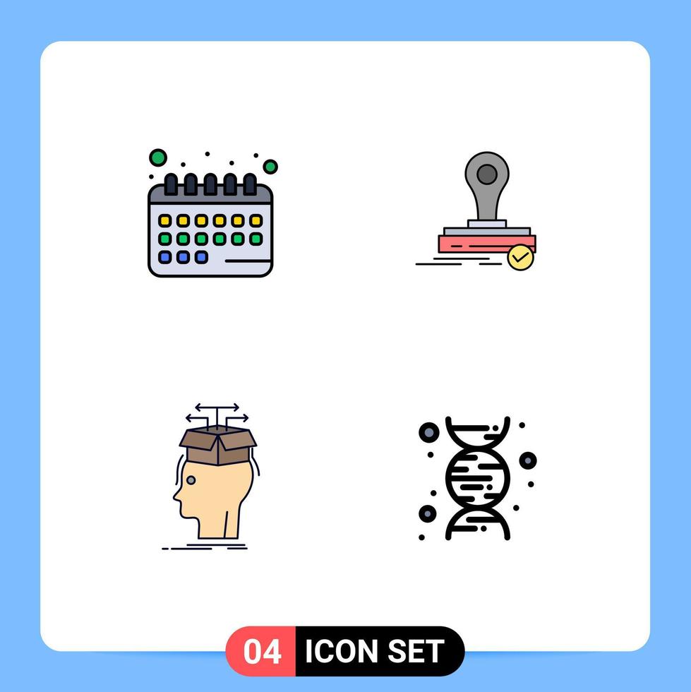 conjunto de 4 sinais de símbolos de ícones de interface do usuário modernos para agendamento de extração de compromissos, pressione conhecimento elementos de design de vetores editáveis