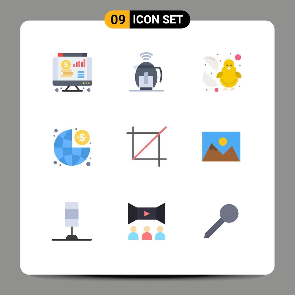 grupo de símbolos de ícone universal de 9 cores planas modernas de elementos de design de vetores editáveis de negócios de gerenciamento de bebês de dólar de tela