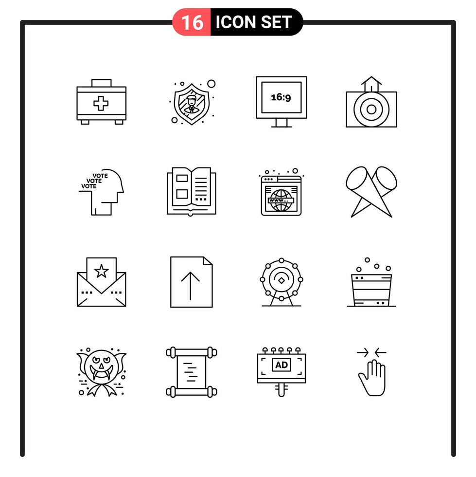 16 pacote de esboço de interface de usuário de sinais e símbolos modernos de votação de fala hd eleição tempo elementos de design de vetores editáveis