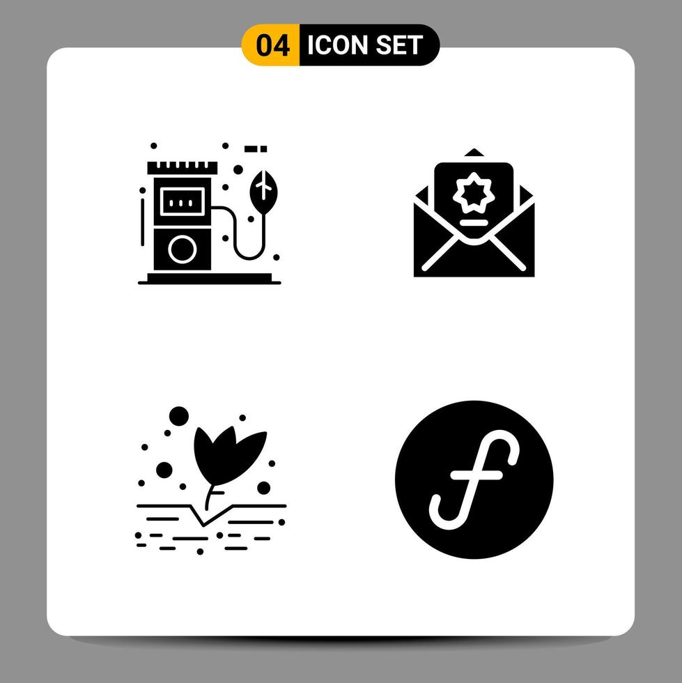 4 sinais de símbolos de glifos de pacote de ícones pretos para designs responsivos em fundo branco. conjunto de 4 ícones. vetor