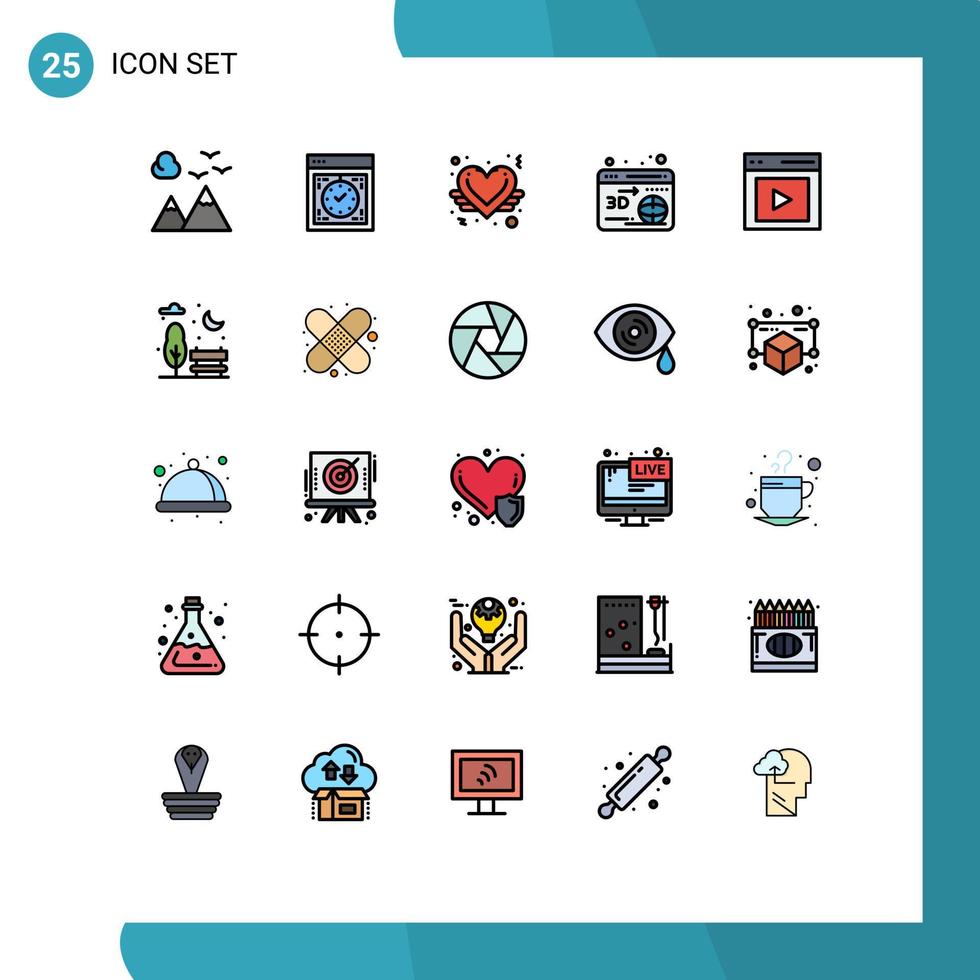 pacote de ícones vetoriais de estoque de 25 sinais e símbolos de linha para conteúdo globo web impressora amor elementos de design de vetores editáveis