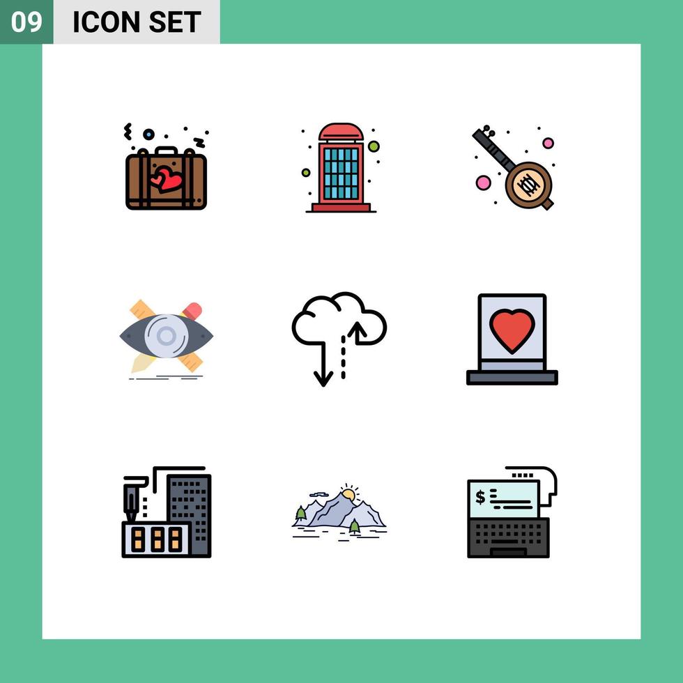 pacote de ícones vetoriais de estoque de 9 sinais e símbolos de linha para ilustração de ferramentas chamar festa de designer elementos de design vetorial editáveis vetor