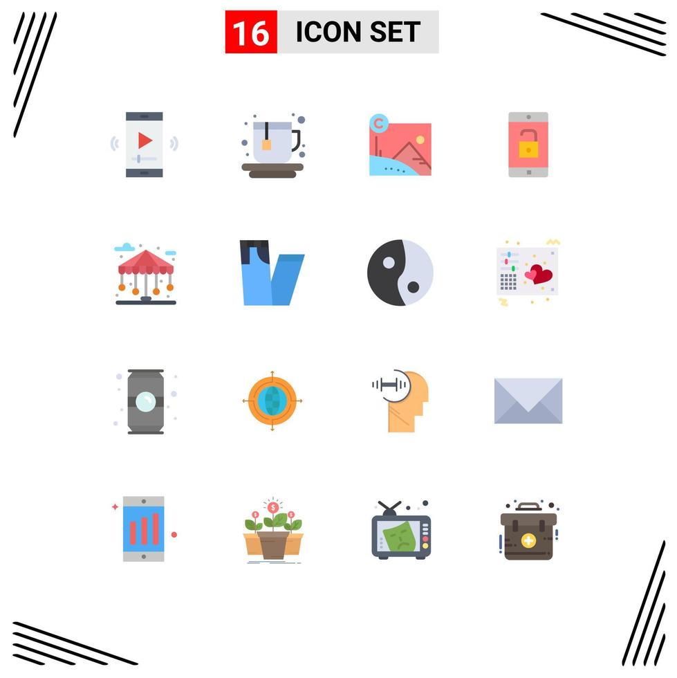 conjunto de 16 sinais de símbolos de ícones de interface do usuário modernos para a cidade desbloquear obras de arte aplicativo de aplicativo móvel pacote editável de elementos de design de vetores criativos