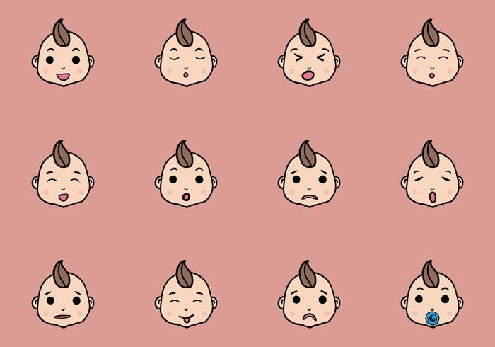 Conjunto De Cute Baby Emoticon Vectors