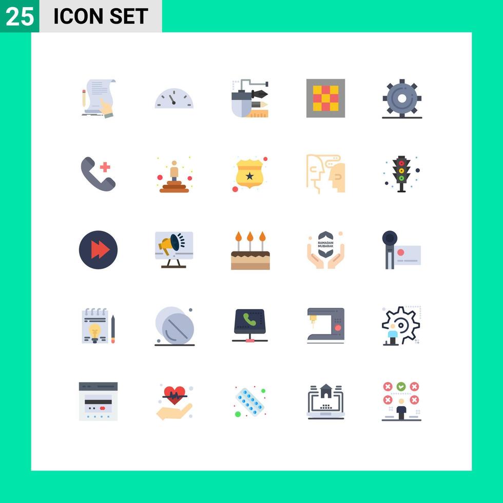 conjunto de 25 sinais de símbolos de ícones de interface do usuário modernos para gráfico de área, grade de velocidade, lápis, elementos de design de vetores editáveis