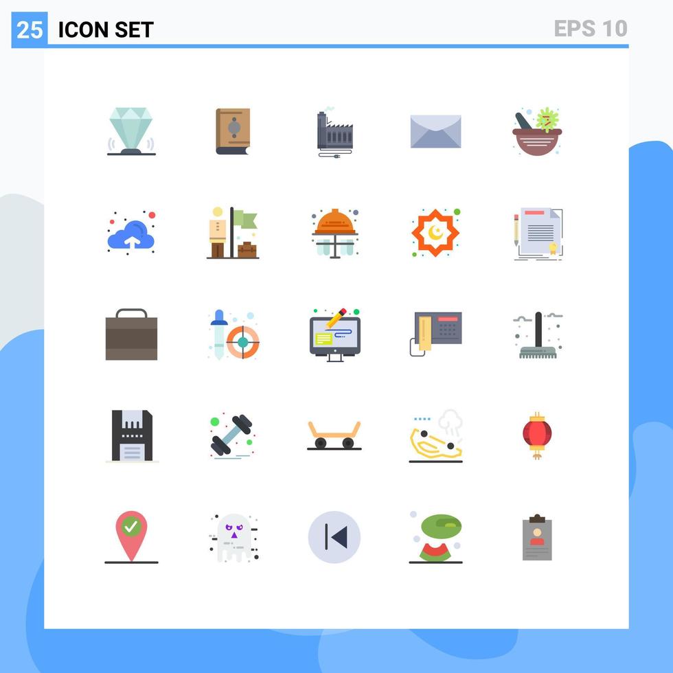 Conceito de 25 cores planas para sites móveis e aplicativos, mensagem, bate-papo, fábrica de correio do Ramadã, elementos de design vetorial editáveis vetor