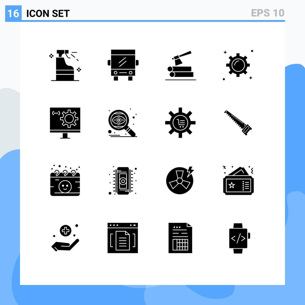 conjunto de 16 sinais de símbolos de ícones de interface do usuário modernos para comércio de computador machado marketing elementos de design de vetores editáveis de negócios