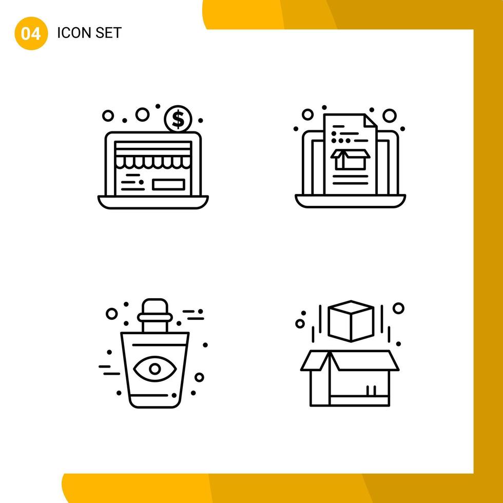 4 símbolos de contorno do pacote de ícones de estilo de linha de conjunto de ícones isolados em fundo branco para design de site responsivo de fundo criativo do vetor de ícones pretos