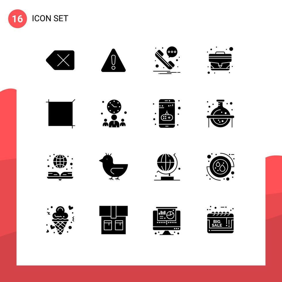 pacote de linha vetorial editável de 16 glifos sólidos simples de design de empresário telefone colheita escritório elementos de design vetorial editáveis vetor