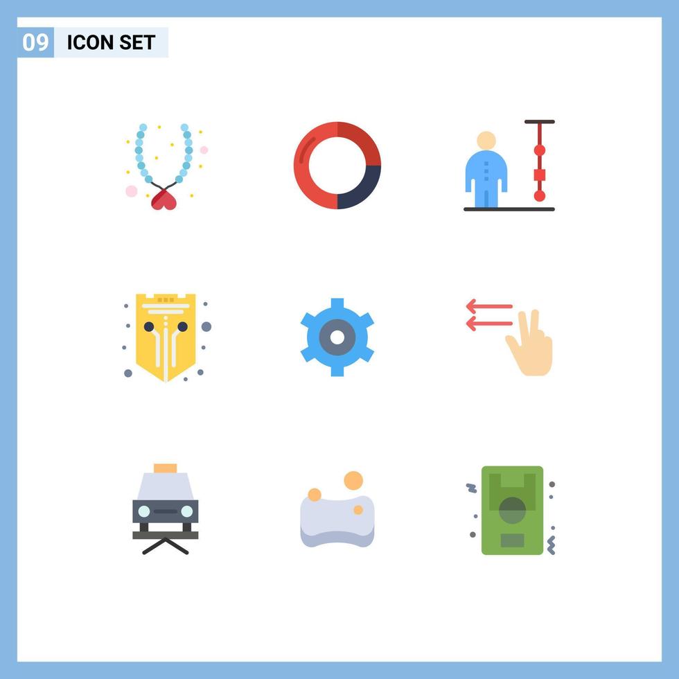 conjunto de cores planas de interface móvel de 9 pictogramas de elementos de design vetorial editáveis de pessoas de rede de negócios de proteção na web vetor