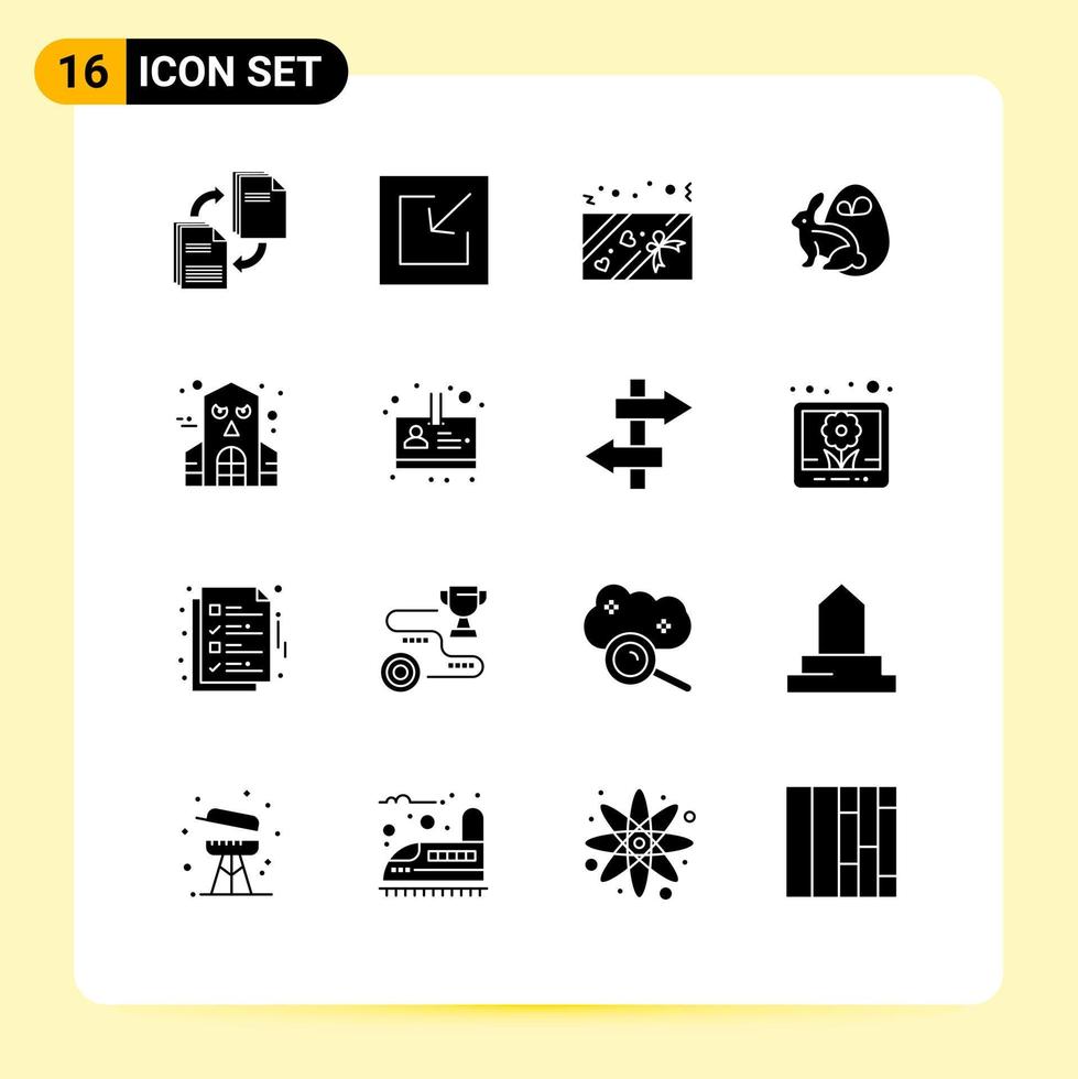 16 ícones criativos sinais modernos e símbolos de casa assombrada caixa de halloween coelho bynny elementos de design de vetores editáveis
