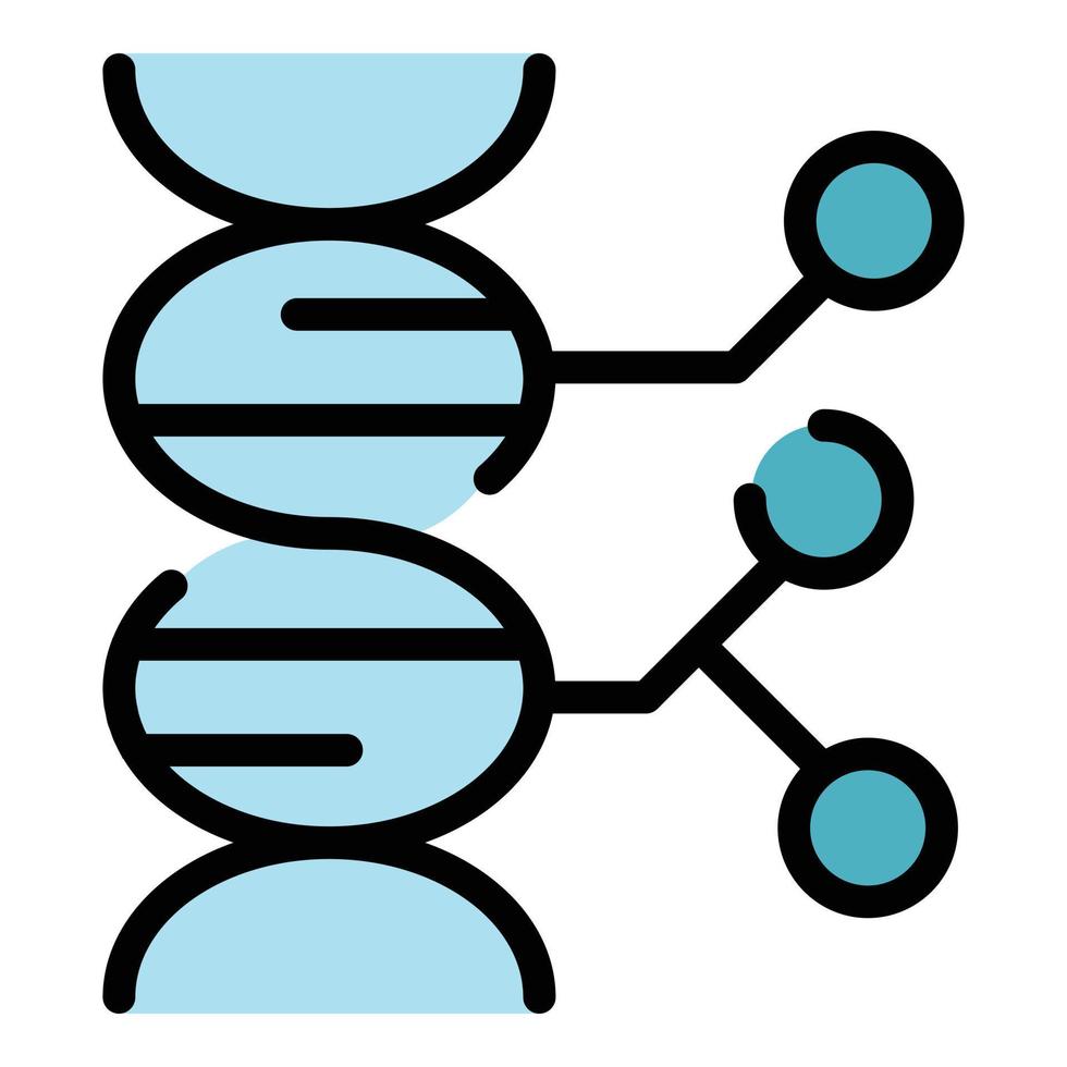 vetor de contorno de cor de ícone modificado de genes de dna