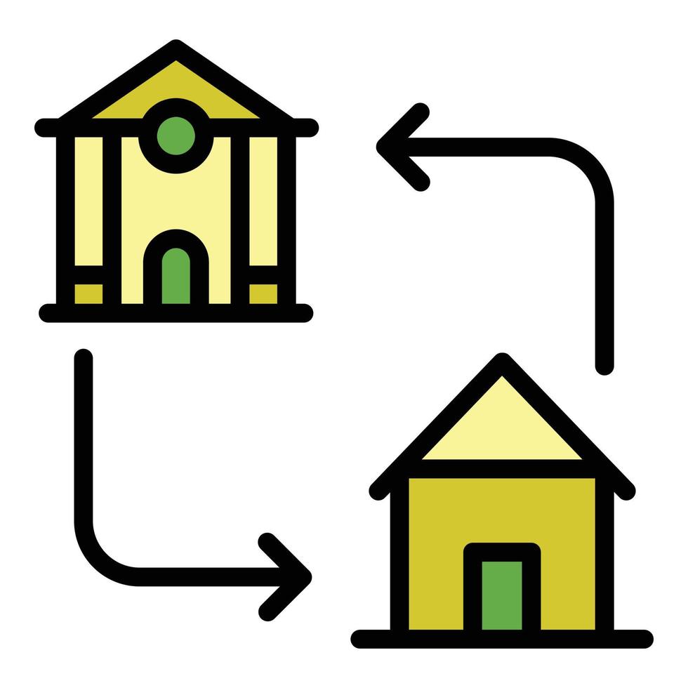 vetor de contorno de cor de ícone de acomodação de hipoteca