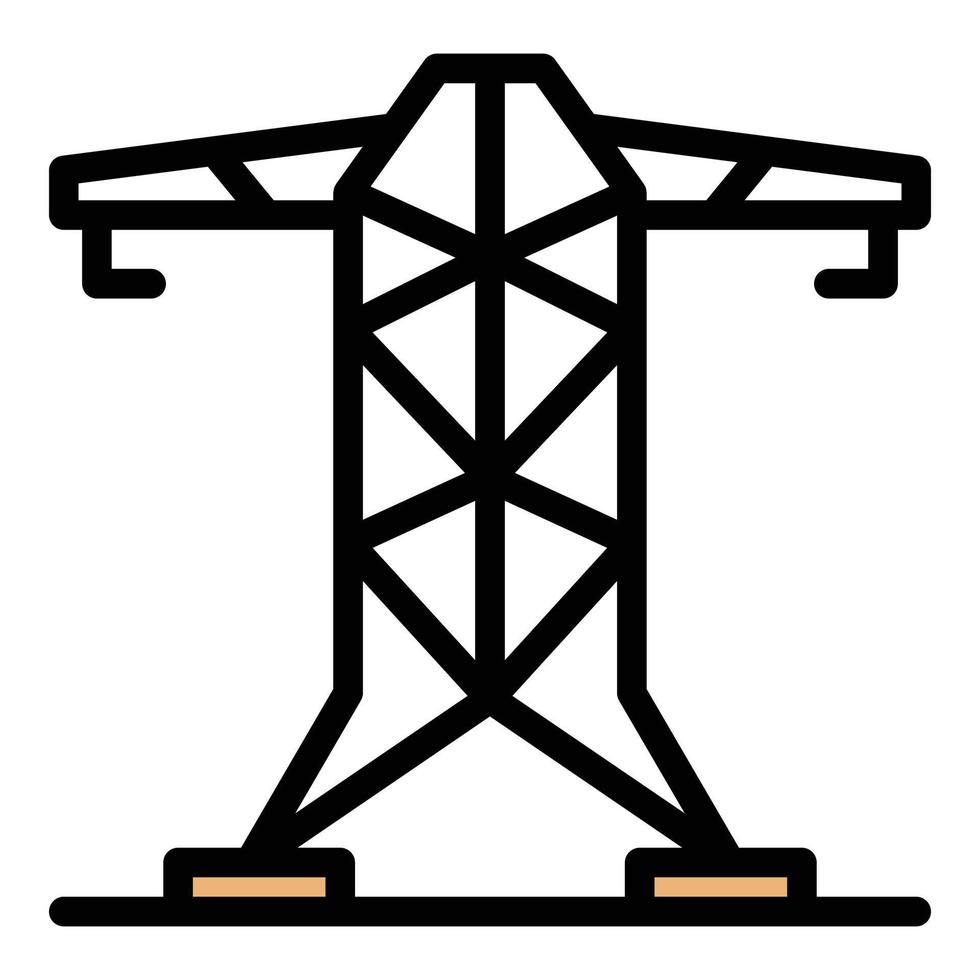vetor de contorno de cor de ícone de torre elétrica