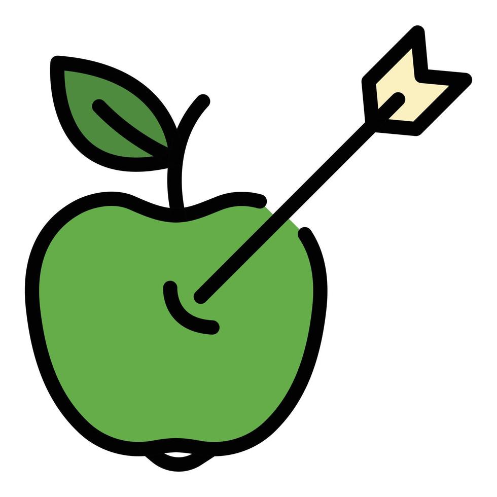 seta no vetor de contorno de cor de ícone de maçã