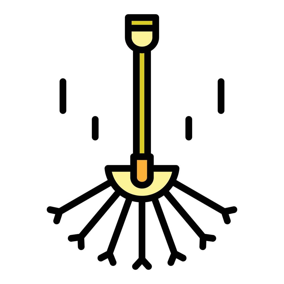 vetor de contorno de cor de ícone de ancinho de folha