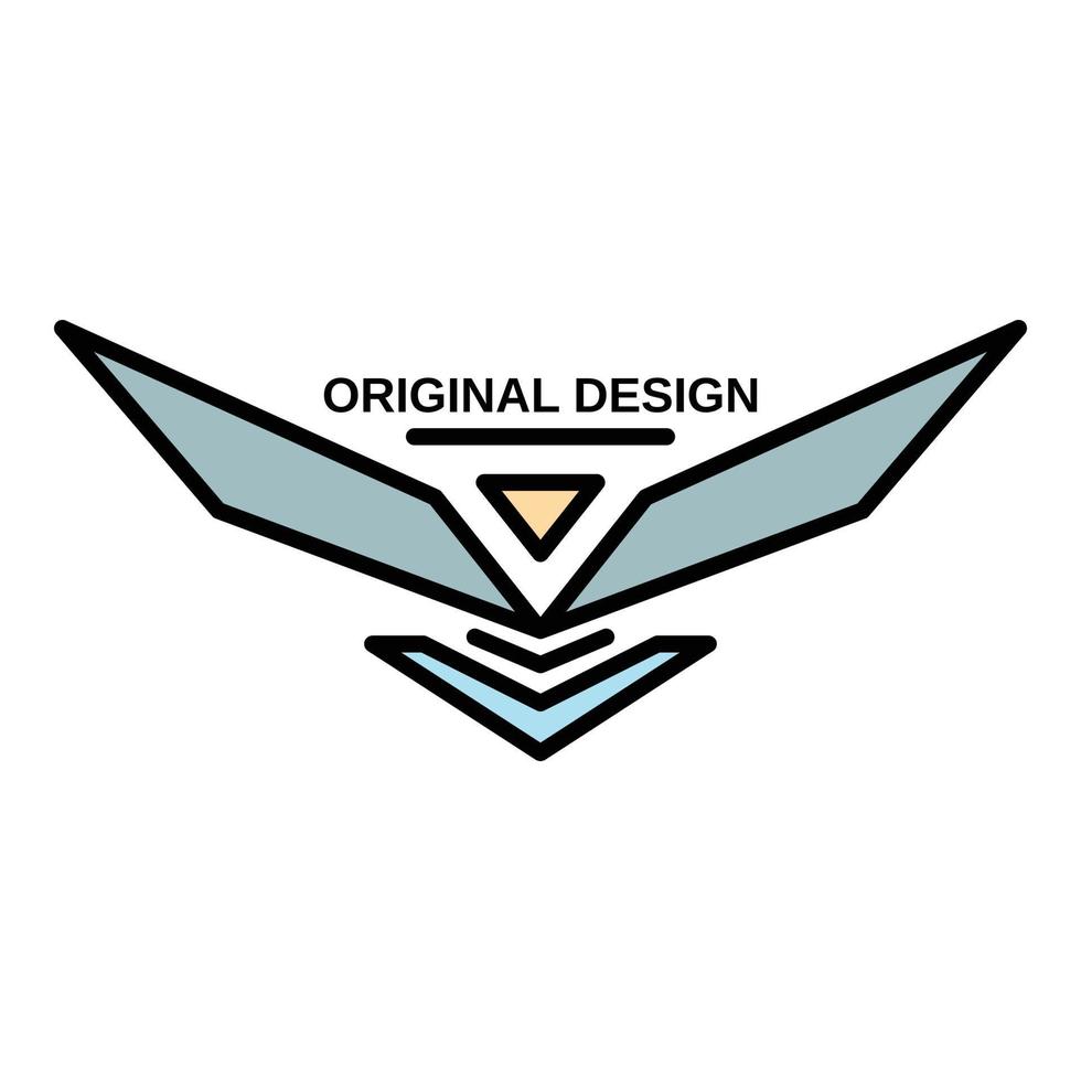 logotipo original de asas, estilo de contorno vetor