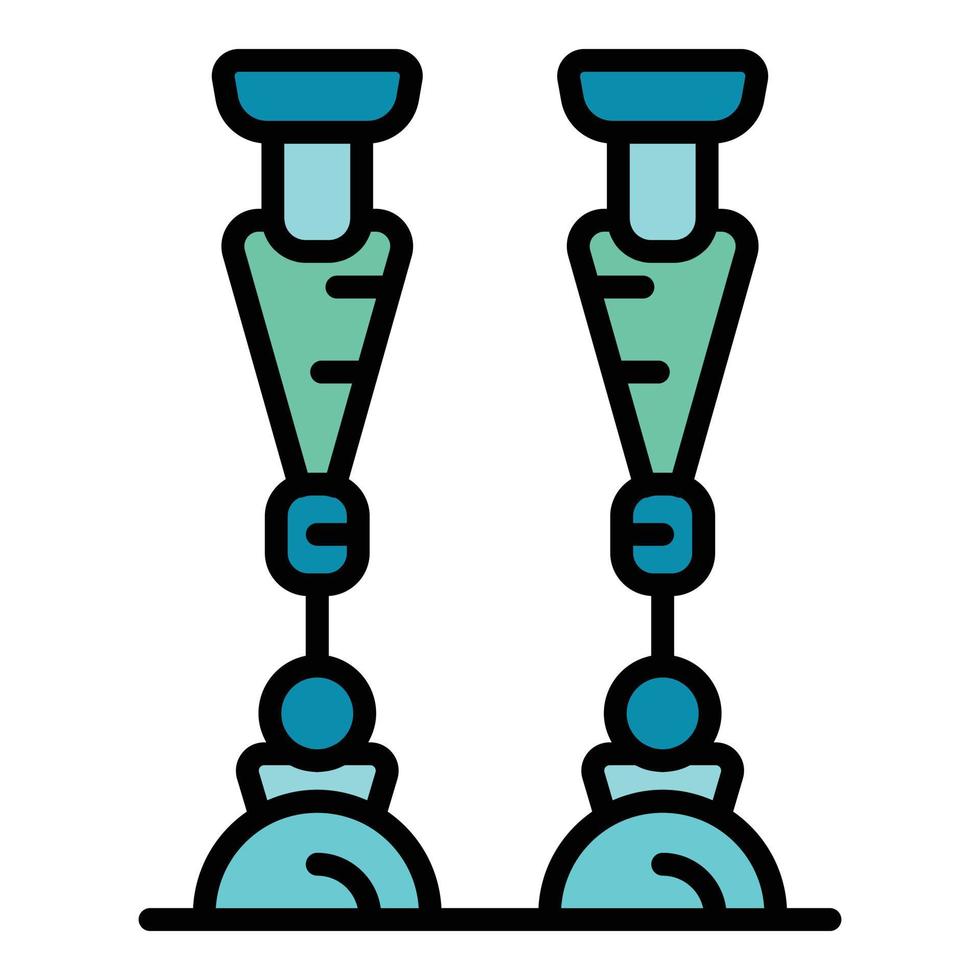 vetor de contorno de cores de ícone de pernas protéticas