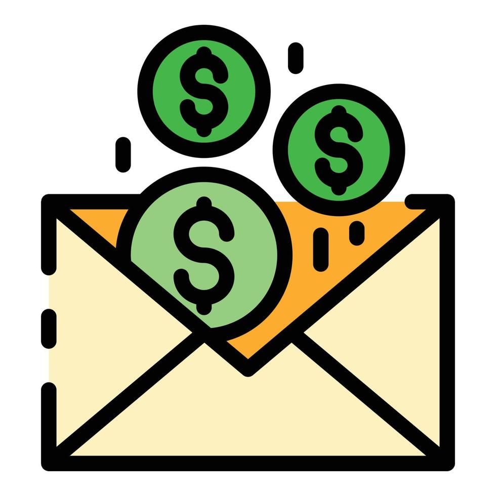 vetor de contorno de cor de ícone de investidor de dinheiro de correio