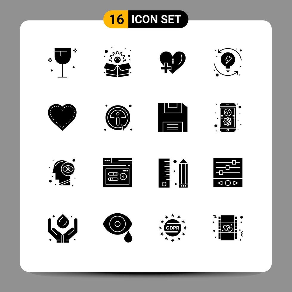 pacote de ícones vetoriais de estoque de 16 sinais e símbolos de linha para elementos de design de vetores editáveis de processo de sistema de amor de coração