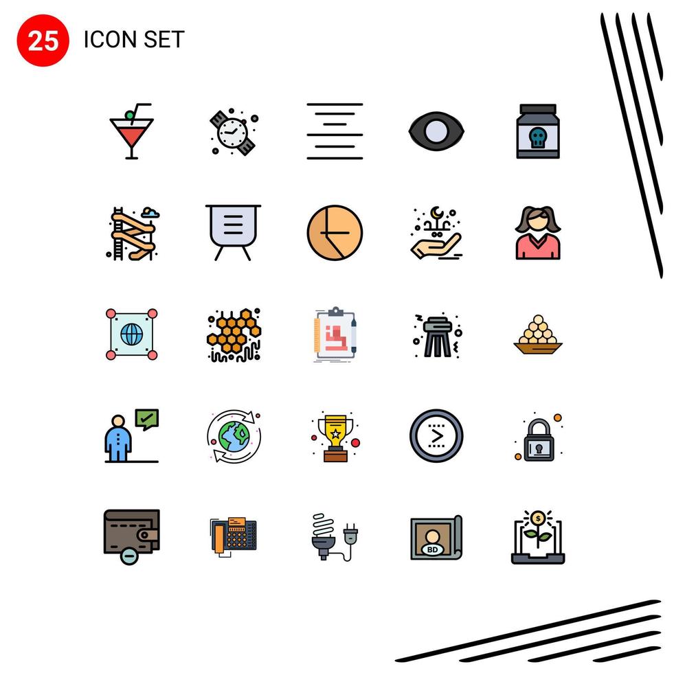 conjunto de 25 sinais de símbolos de ícones de interface do usuário modernos para texto de veneno tóxico, visão médica, elementos de design de vetores editáveis