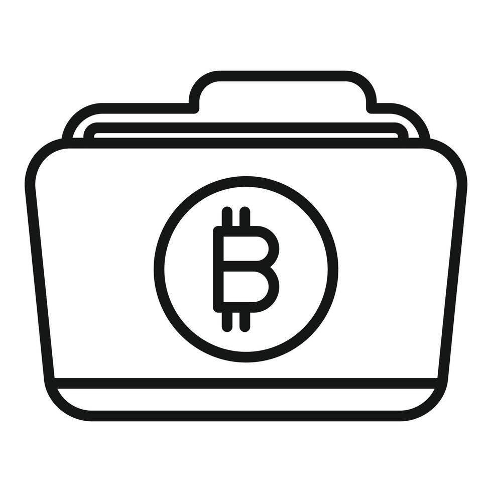 vetor de contorno do ícone da pasta bitcoin. dinheiro criptográfico