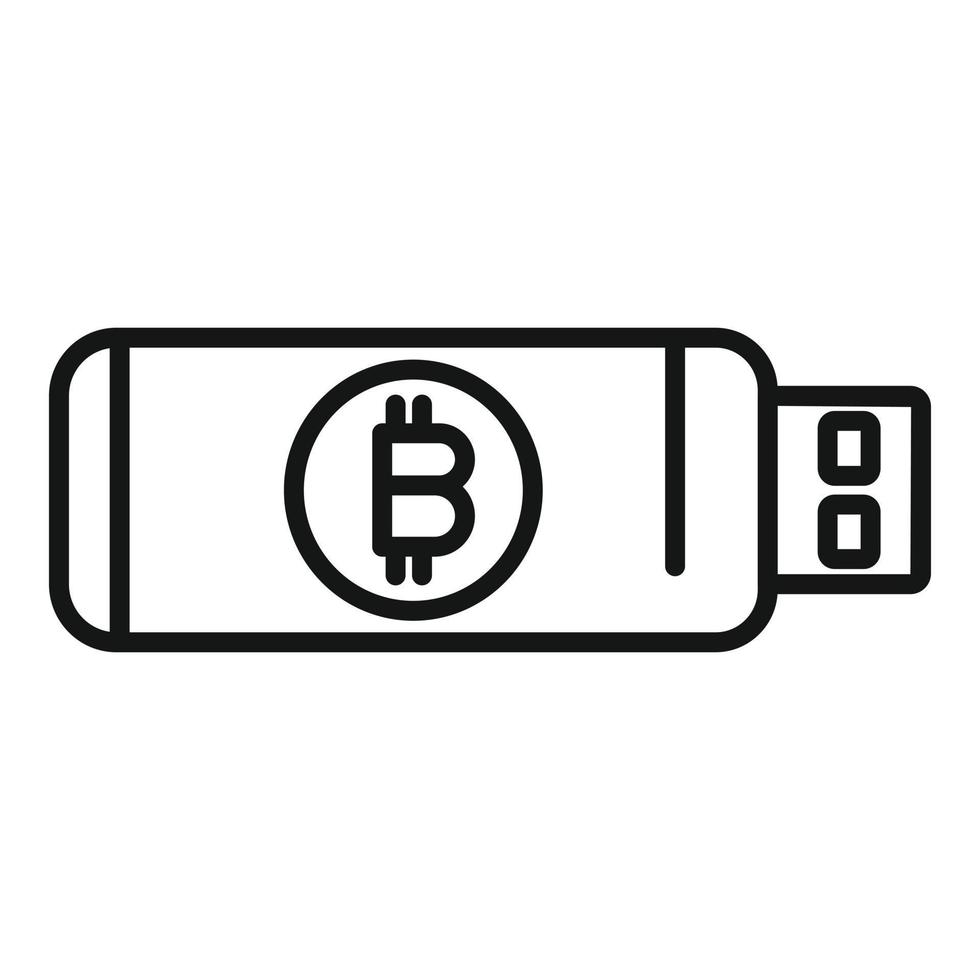 vetor de contorno do ícone usb de criptomoeda. dinheiro bitcoin
