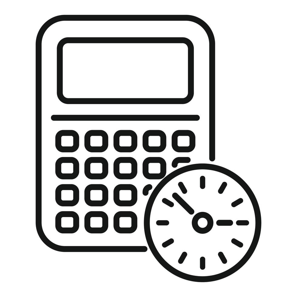 vetor de contorno de ícone de tempo de calculadora. projeto de relógio