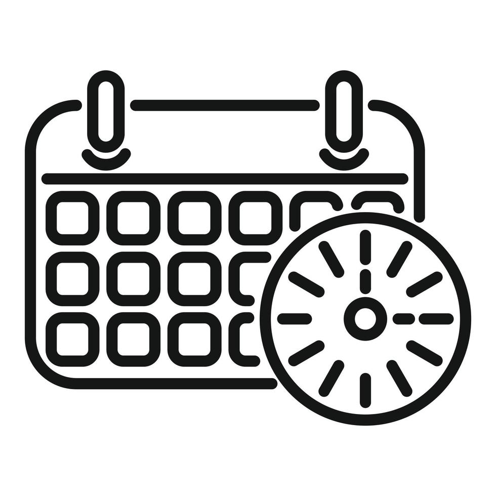 vetor de contorno do ícone de tempo de calendário. controle de trabalho