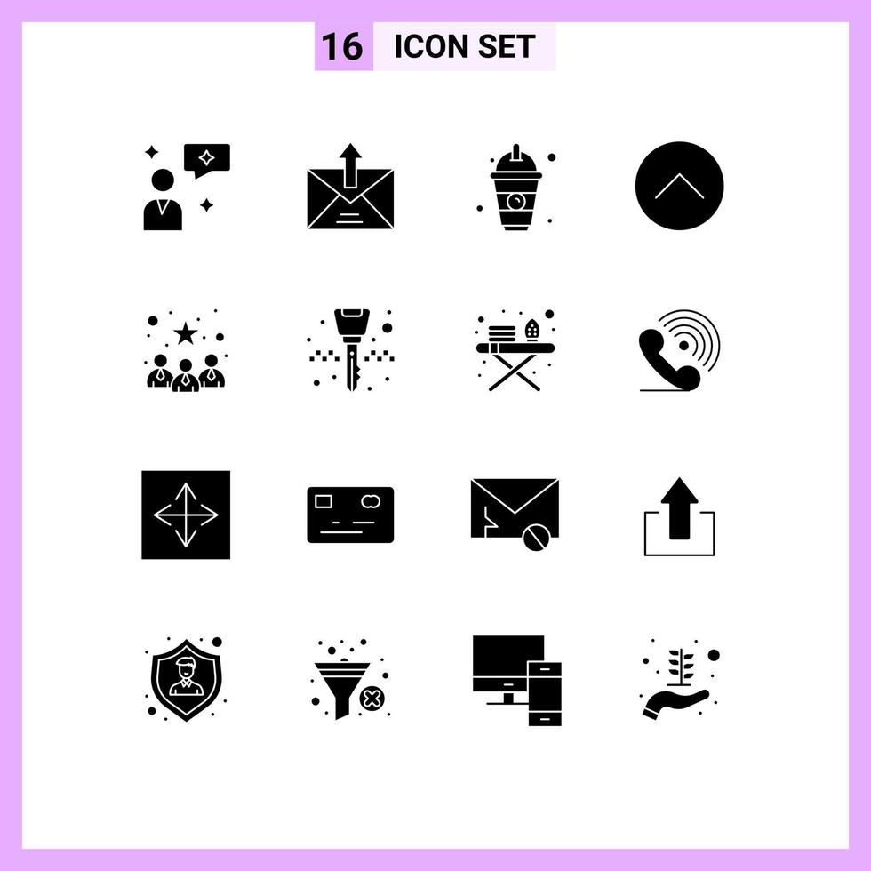 pacote de linha vetorial editável de 16 glifos sólidos simples de candidatos media player de bebidas multimídia até elementos de design vetorial editáveis vetor