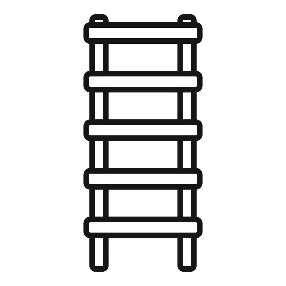 vetor de contorno do ícone da escada do trabalhador. suporte de madeira