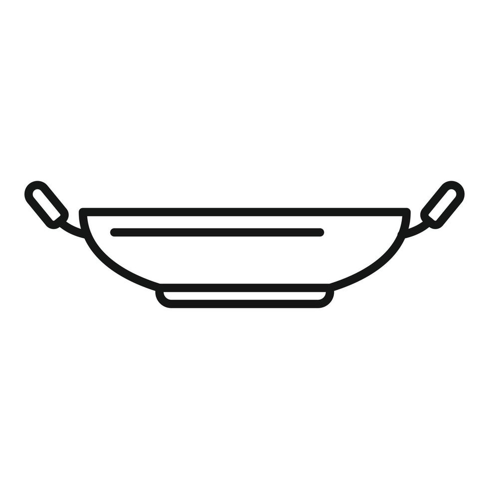 mexa o vetor de contorno do ícone de frigideira wok. fogão a óleo