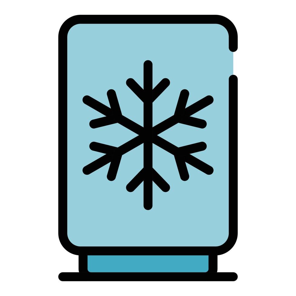 geladeira com vetor de contorno de cor de ícone de floco de neve