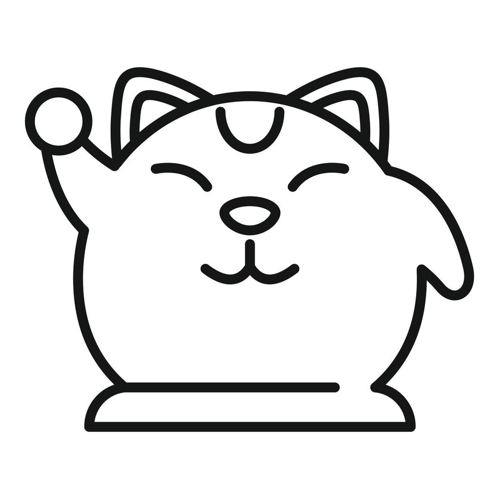 vetor de contorno do ícone do gato da sorte neko. fortuna do japão