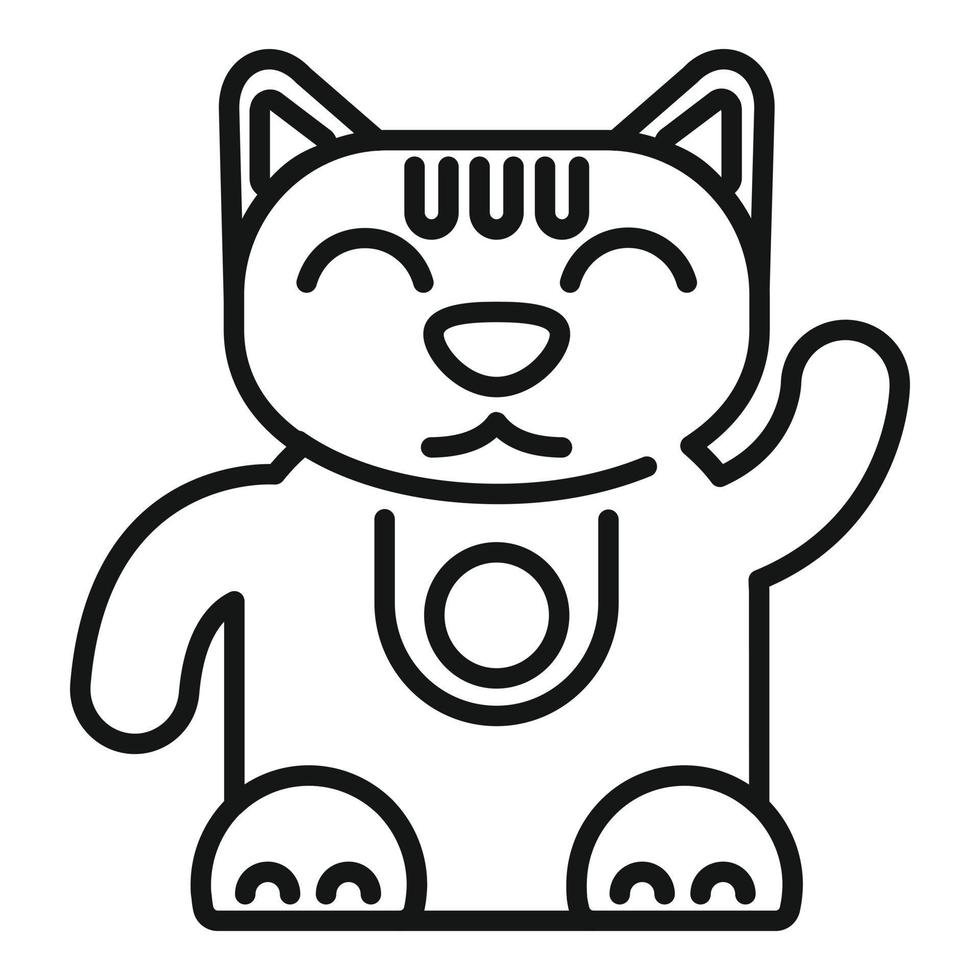 vetor de esboço de ícone de sino de gato sortudo. animal asiático