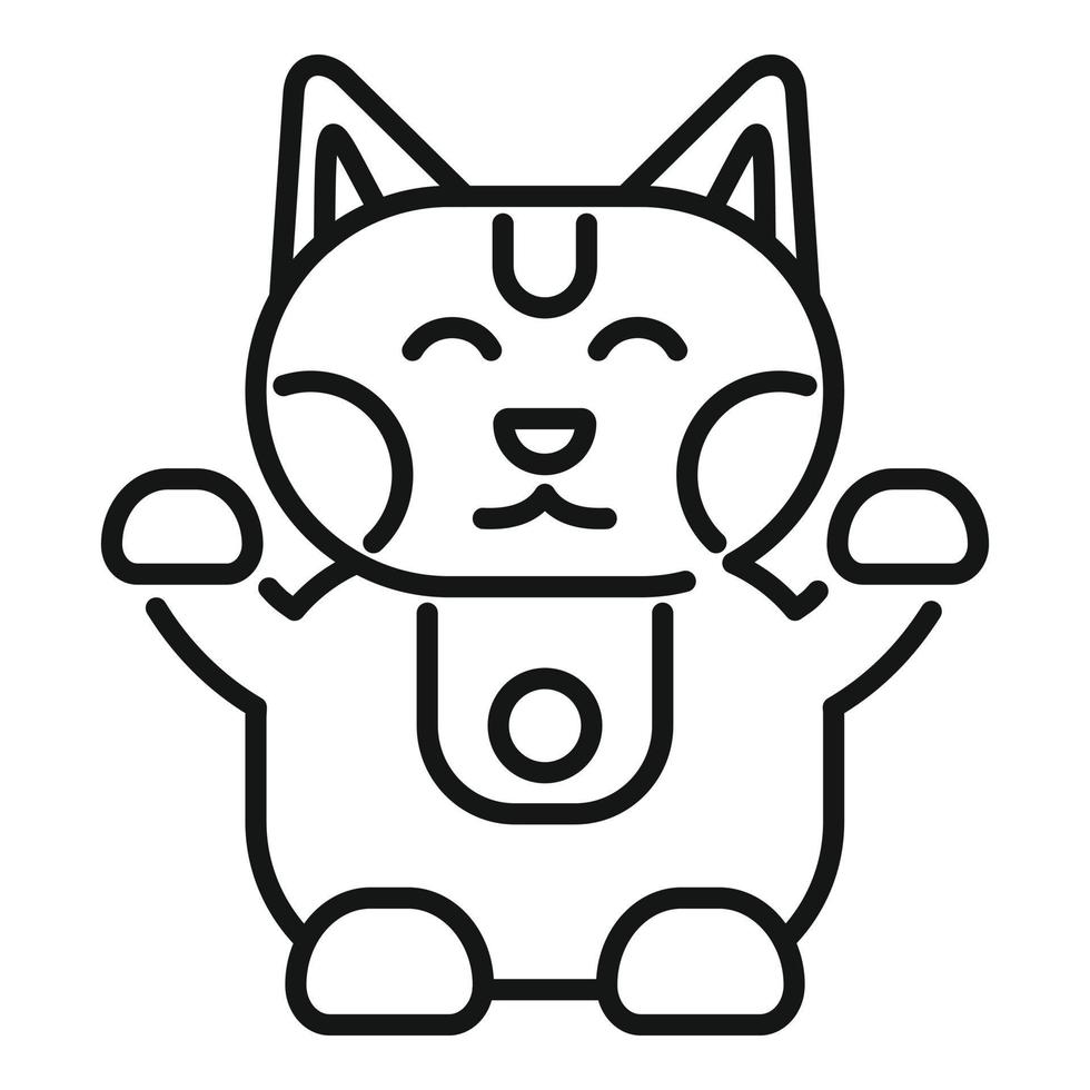 vetor de contorno de ícone de gato sortudo kawaii. japão neko