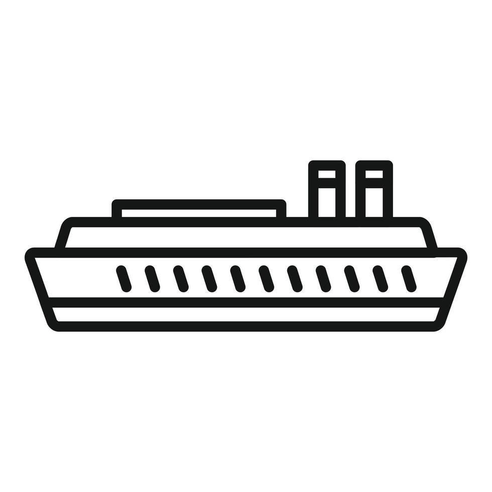 vetor de contorno de ícone de balsa de transporte de carro. navio fluvial