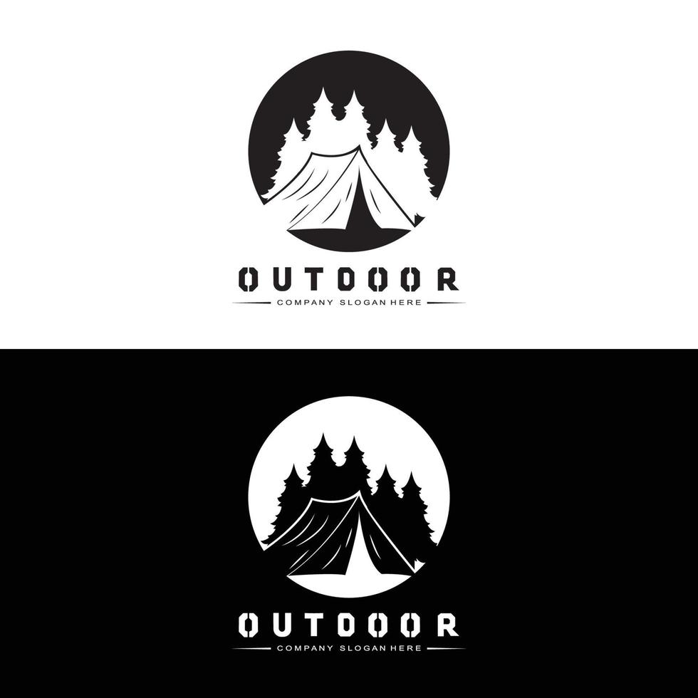 design de logotipo de fogueira, vetor de acampamento, fogo de madeira e design de floresta