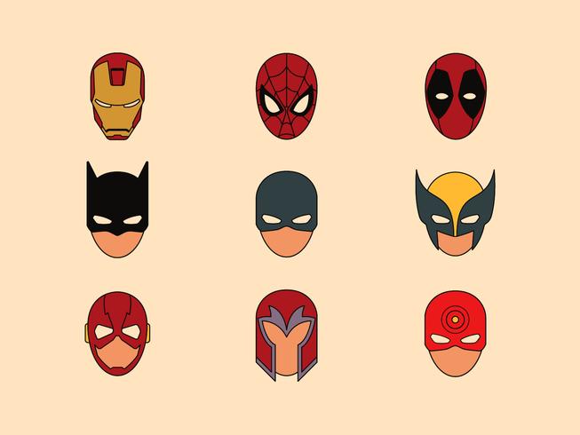 Símbolos de máscara de super-heróis vetor