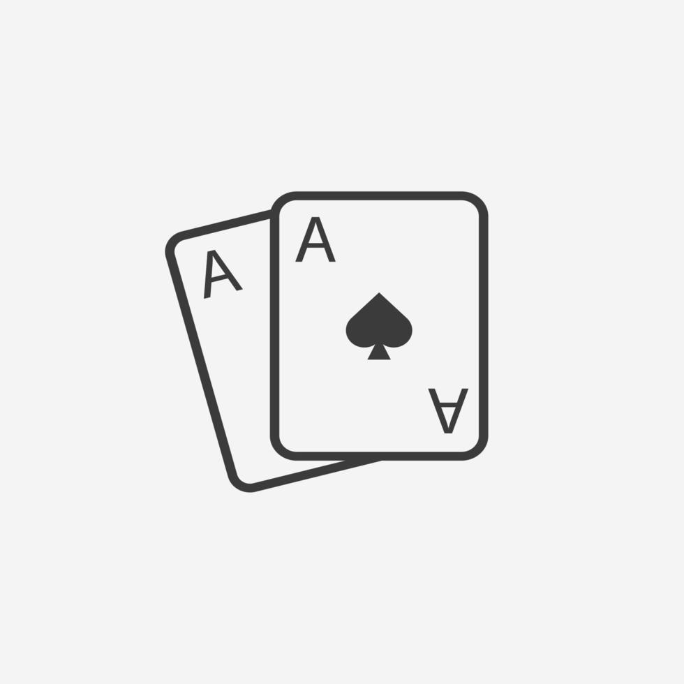 cartas de baralho, cassino, pôquer, jogo, sinal de símbolo isolado de vetor de ícone de jogo