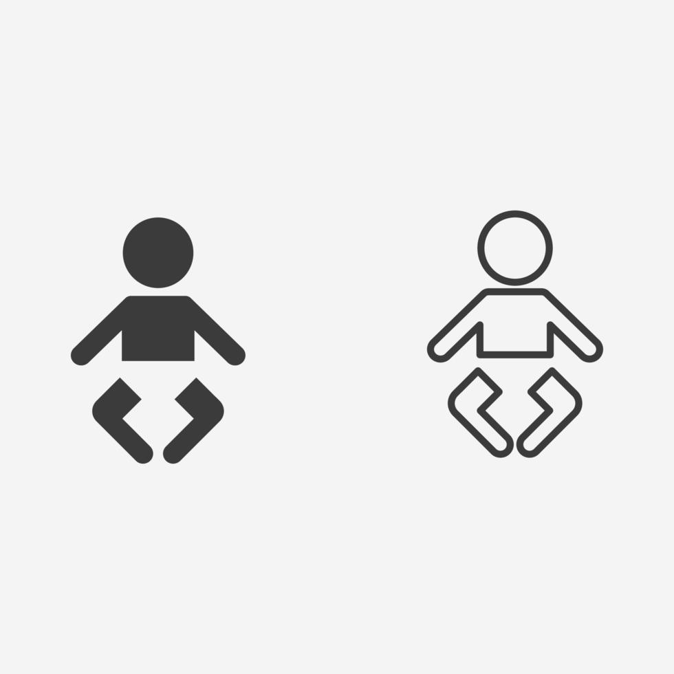 bebê, vetor de ícone de criança. menina, menino, criança, pequeno, infantil, sinal de símbolo recém-nascido