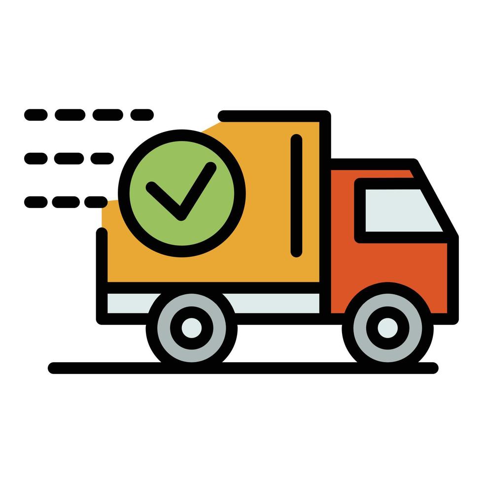 vetor de contorno de cor de ícone de caminhão de entrega de comida