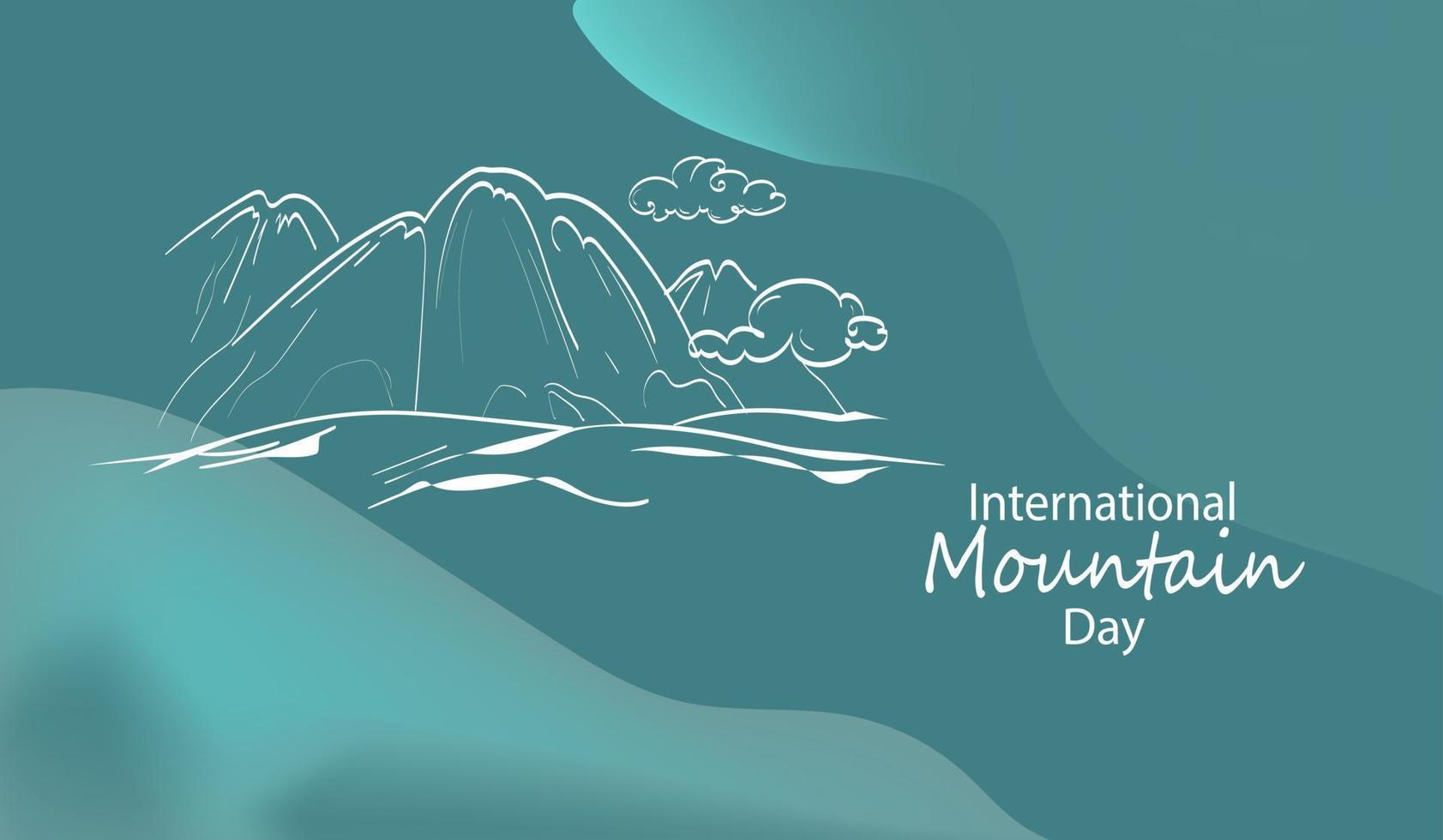 bandeira do doodle do vetor do dia internacional da montanha. ilustração de desenho de linha contínua para mídias sociais.